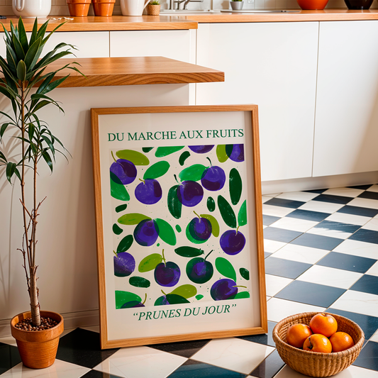 No.137 Plums Art Print – French Fruit Kitchen Wall Decor (Prunes du Jour)