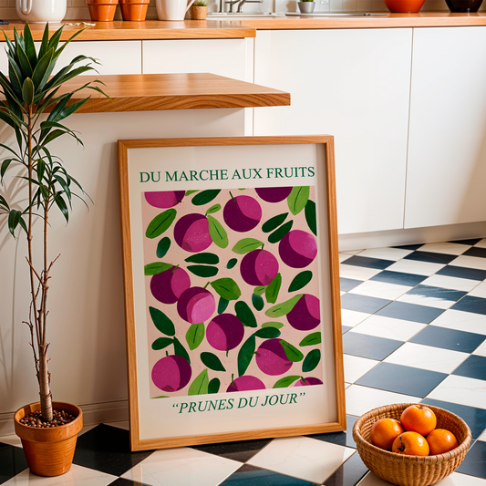 No.138 Plums Art Print – French Fruit Kitchen Wall Decor (Prunes du Jour)