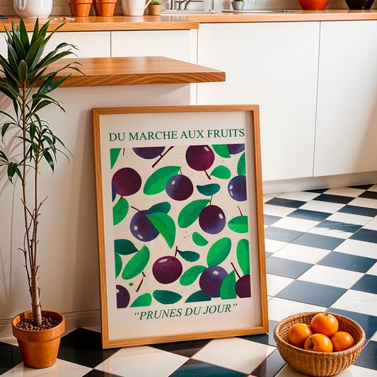 No.139 Plums Art Print – French Fruit Kitchen Wall Decor (Prunes du Jour)