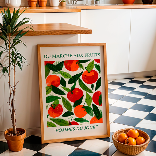 No.143 Apples Art Print – French Fruit Kitchen Wall Decor (Pommes du Jour)