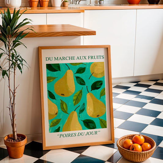 No.145 Pears Art Print – French Fruit Kitchen Wall Decor (Poires du Jour)
