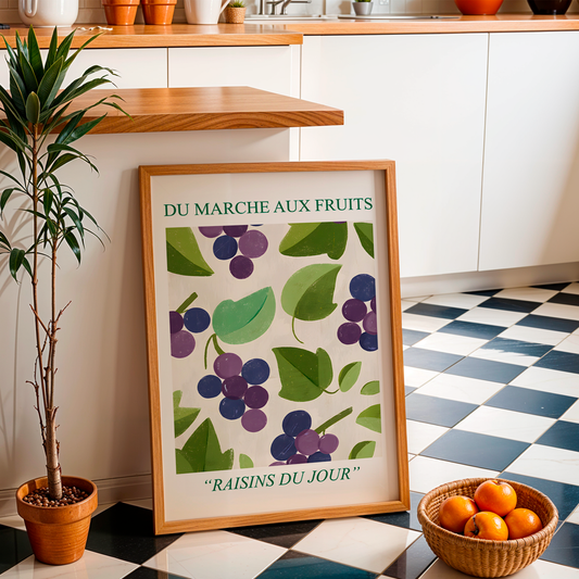 No.148 Grapes Art Print – French Fruit Kitchen Wall Decor (Raisins du Jour)