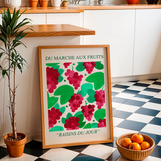 No.149 Grapes Art Print – French Fruit Kitchen Wall Decor (Raisins du Jour)