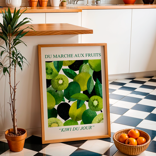 No.150 Kiwi Fruit Art Print – French Fruit Kitchen Wall Decor (Kiwi du Jour)
