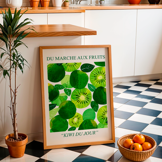 No.151 Kiwi Fruit Art Print – French Fruit Kitchen Wall Decor (Kiwi du Jour)