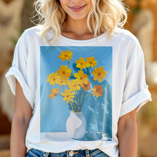 No.82 Floral Fine Art T-Shirt, Premium Quality Tee with YOUR Personalized Quote on Back