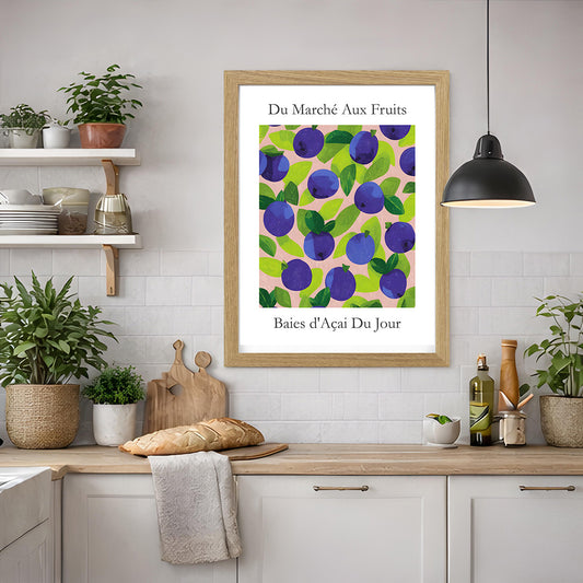 No.201 Acai Berries Art Print – French Fruit Kitchen Wall Decor (Baies d'Acai du Jour)