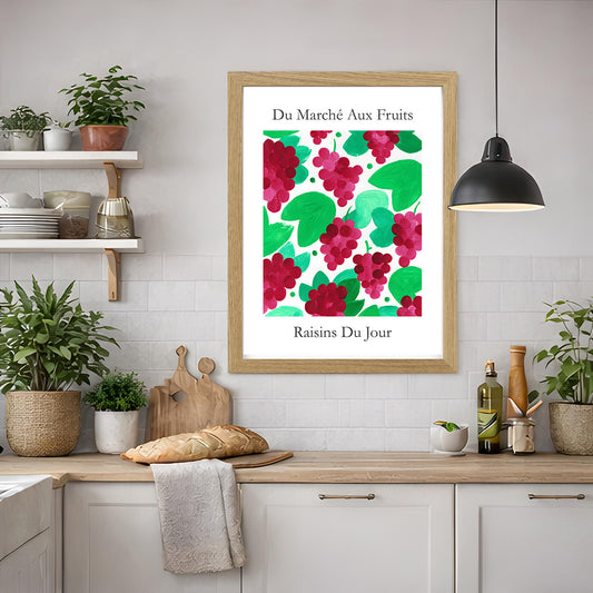 No.211 Grapes Art Print – French Fruit Kitchen Wall Decor (Raisins du Jour)