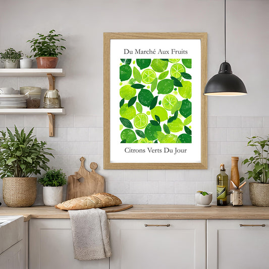No.217 Limes Art Print – French Fruit Kitchen Wall Decor (Citrons Verts)