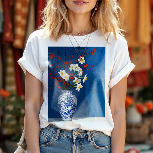 No.81 Floral Fine Art T-Shirt, Premium Quality Tee with YOUR Personalized Quote on Back