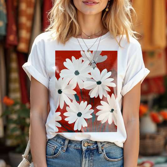 No.87 Floral Fine Art T-Shirt, Premium Quality Tee with YOUR Personalized Quote on Back