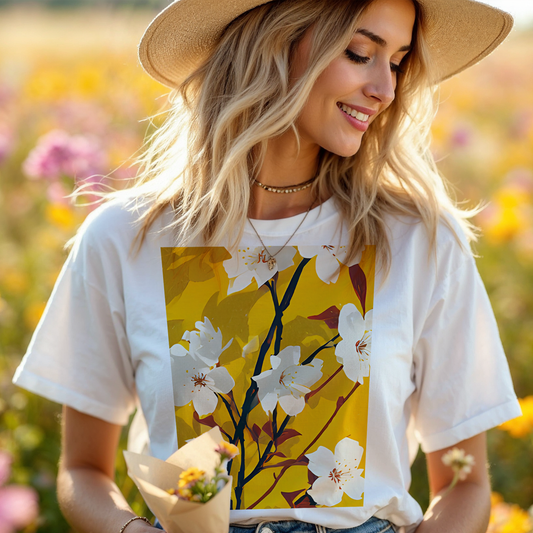 No.88 Floral Fine Art T-Shirt, Premium Quality Tee with YOUR Personalized Quote on Back