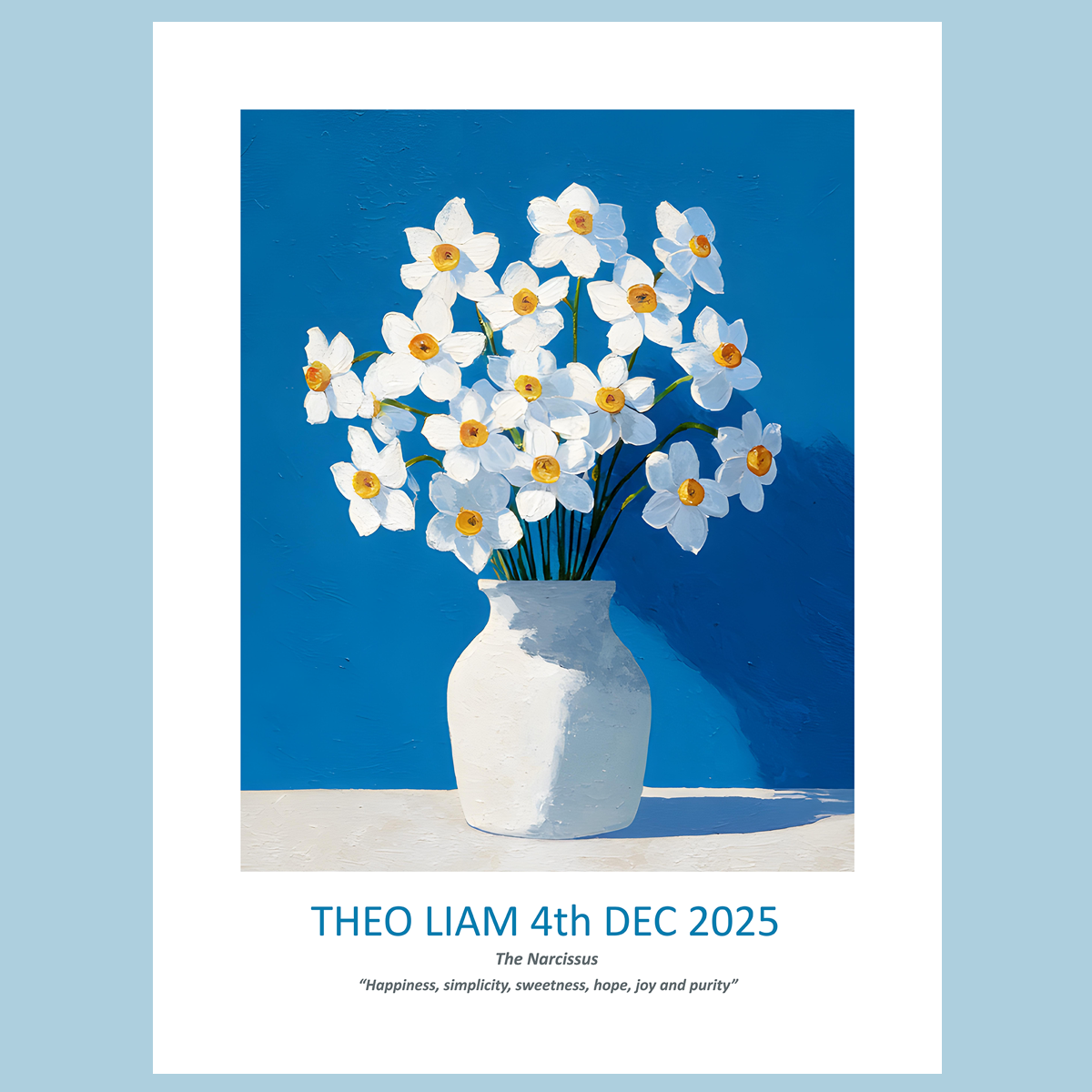 No.12 December Narcissus – Personalised Birth Month Flower Fine Art Print on Museum-Quality Paper