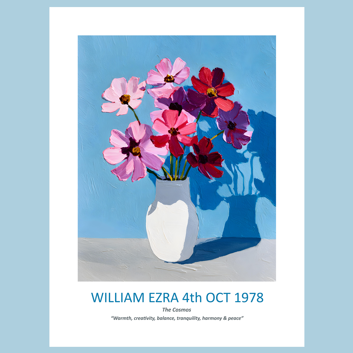 No.10 October Cosmos – Personalised Birth Month Flower Fine Art Print on Museum-Quality Paper