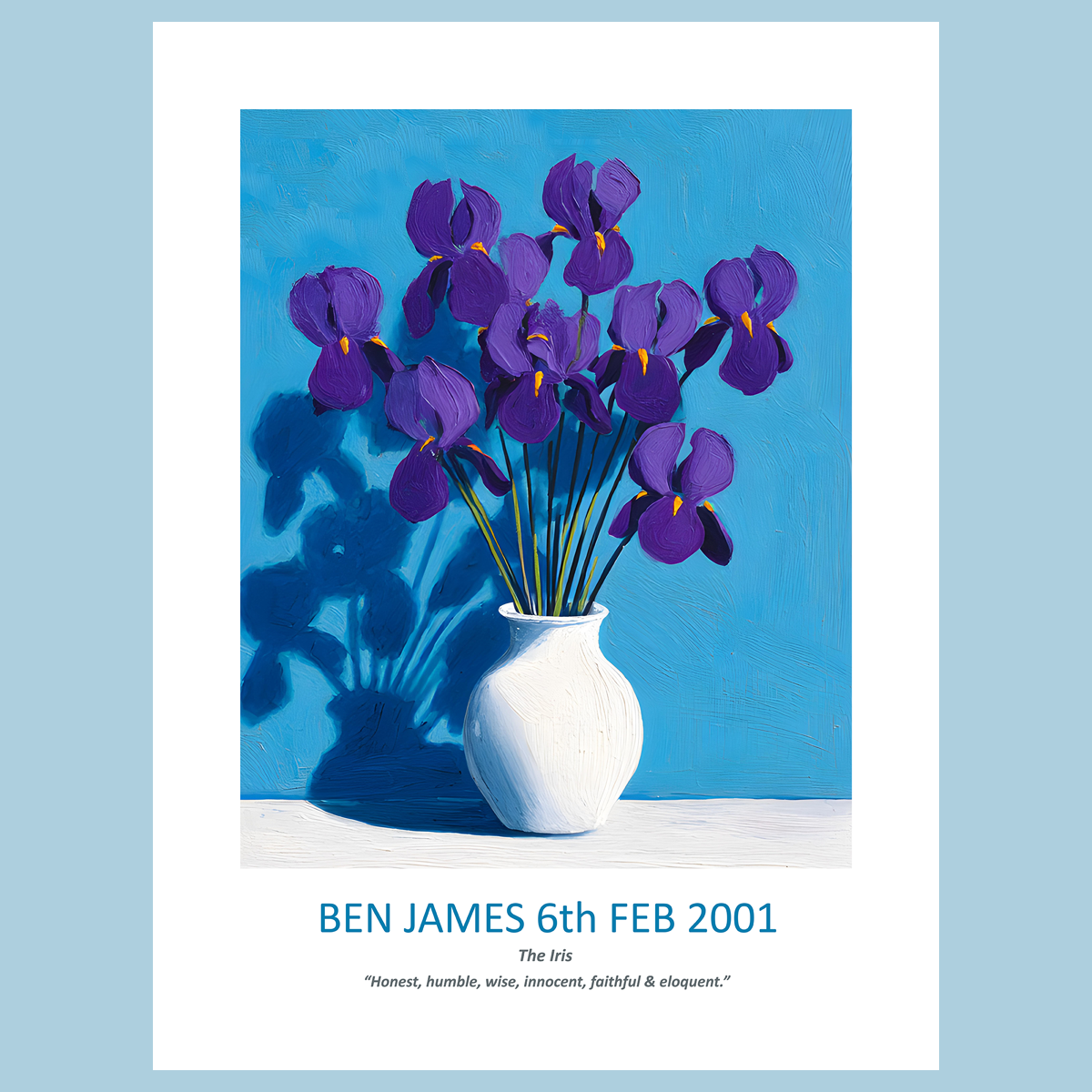 No.02 February Irises – Personalised Birth Month Flower Fine Art Print on Museum-Quality Paper