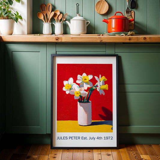 No.47 Personalised fine art flower print on museum gallery quality paper in high quality black wooden frame