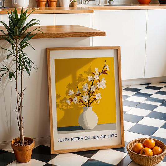 No.35 Personalised fine art flower print on museum gallery quality paper, customise the text to create a lifetime gift