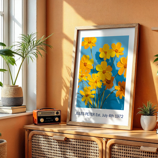 No.38 Personalised fine art flower print on museum gallery quality paper, customise the text to create a lifetime gift