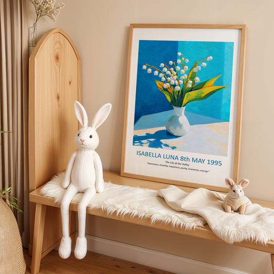 No.05 May Lily of the Valley – Personalised Birth Month Flower Fine Art Print on Museum-Quality Paper