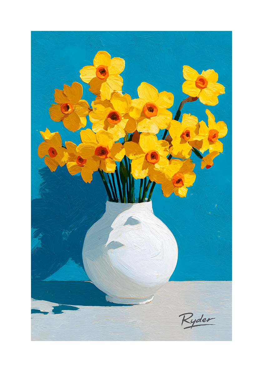 March Birth Month Daffodils in a Vase Fine Art Print on Museum Quality Paper