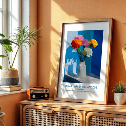 No.01 January Carnations – Personalised Birth Month Flower Fine Art Print on Museum-Quality Paper