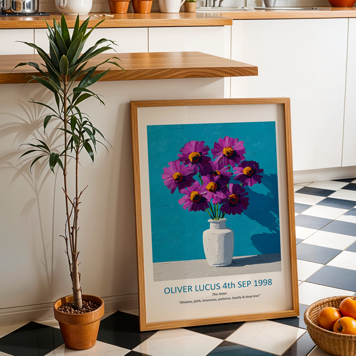 No.09 September Asters – Personalised Birth Month Flower Fine Art Print on Museum-Quality Paper