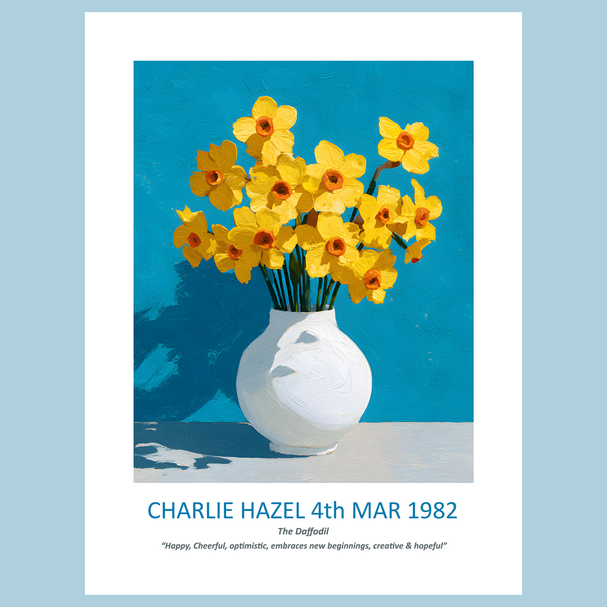 No.03 March Daffodils – Personalised Birth Month Flower Fine Art Print on Museum-Quality Paper