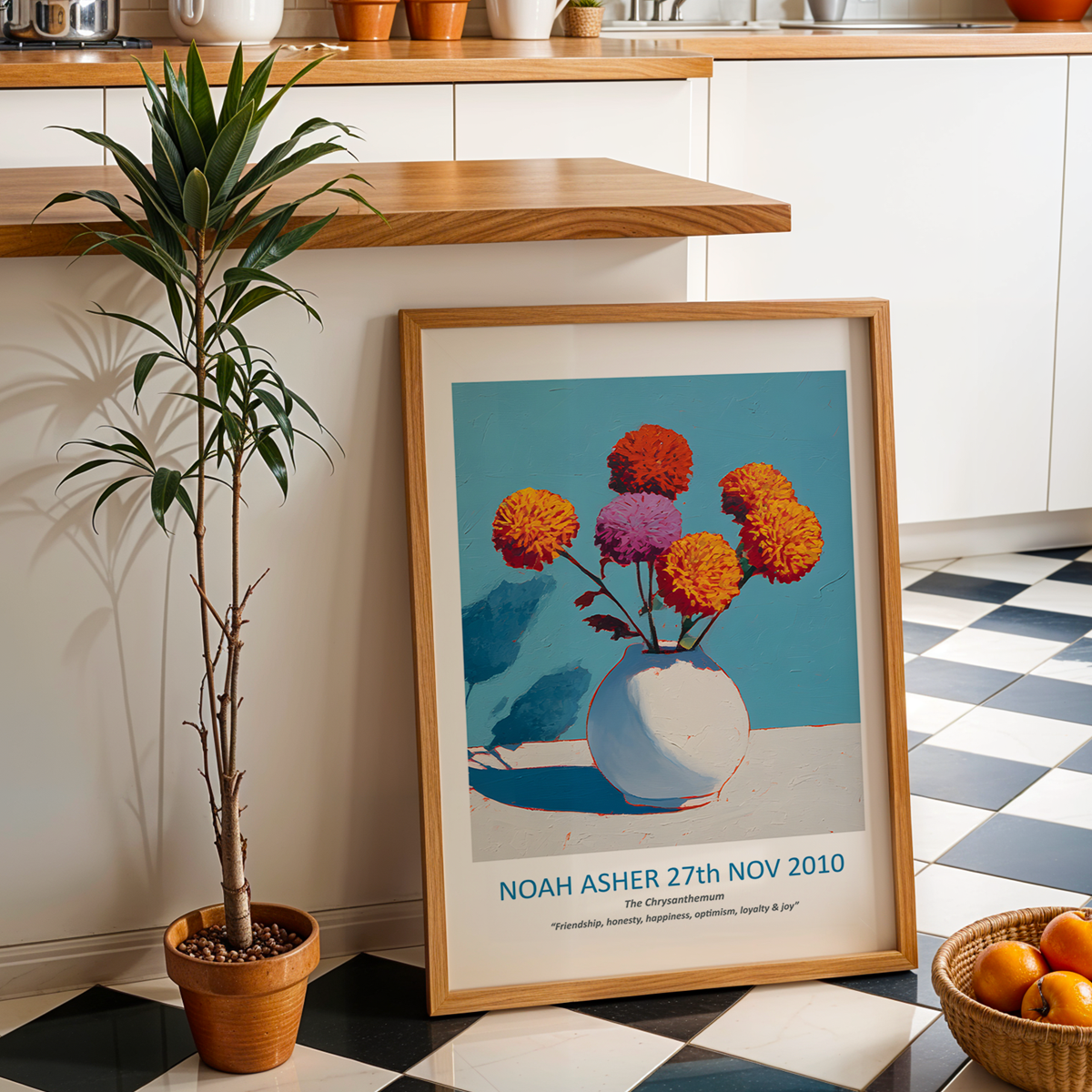 No.11 November Chrysanthemums – Personalised Birth Month Flower Fine Art Print on Museum-Quality Paper