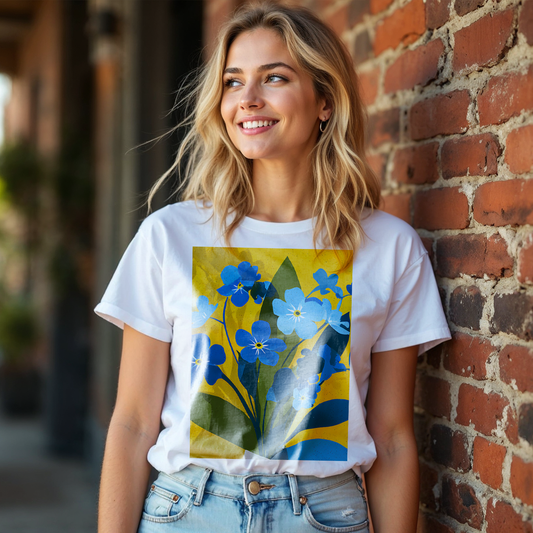 No.85 Floral Fine Art T-Shirt, Premium Quality Tee with YOUR Personalized Quote on Back