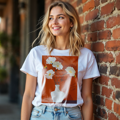 No.76 Floral Fine Art T-Shirt, Premium Quality Tee with YOUR Personalized Quote on Back