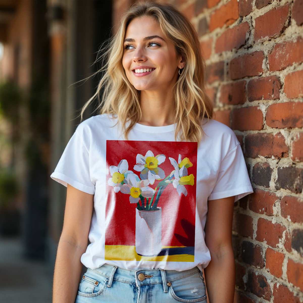 No.77 Floral Fine Art T-Shirt, Premium Quality Tee with YOUR Personalized Quote on Back