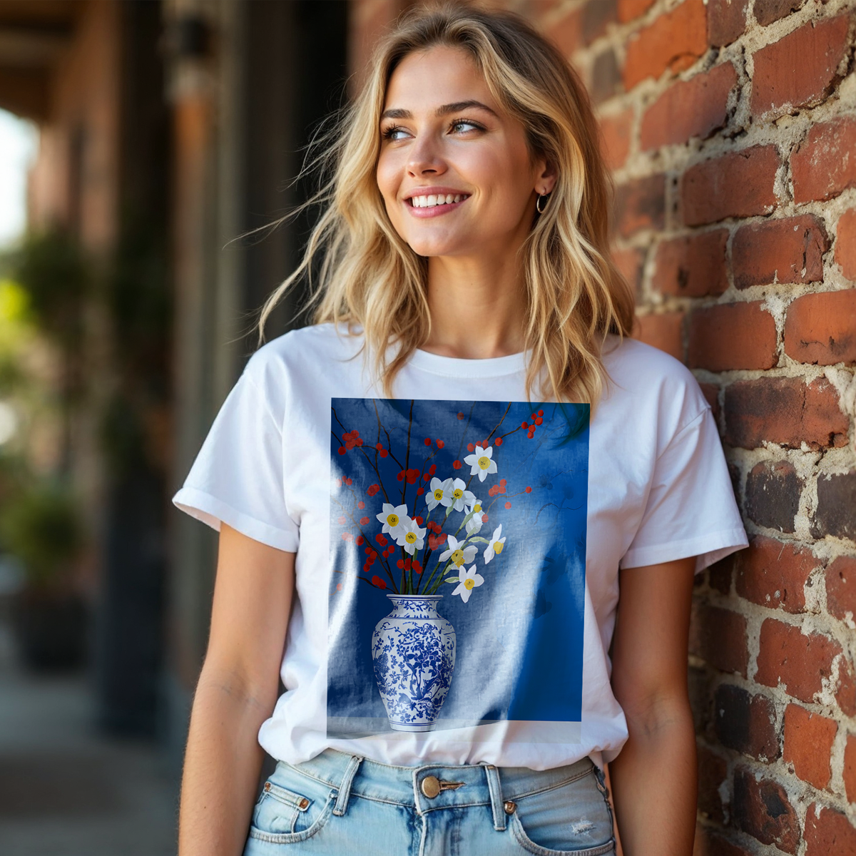 No.81 Floral Fine Art T-Shirt, Premium Quality Tee with YOUR Personalized Quote on Back