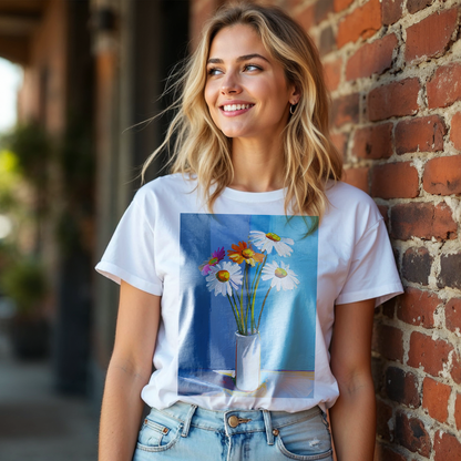No.74 Floral Fine Art T-Shirt, Premium Quality Tee with YOUR Personalized Quote on Back