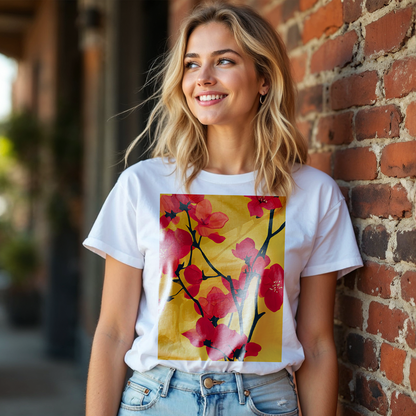 No.89 Floral Fine Art T-Shirt, Premium Quality Tee with YOUR Personalized Quote on Back