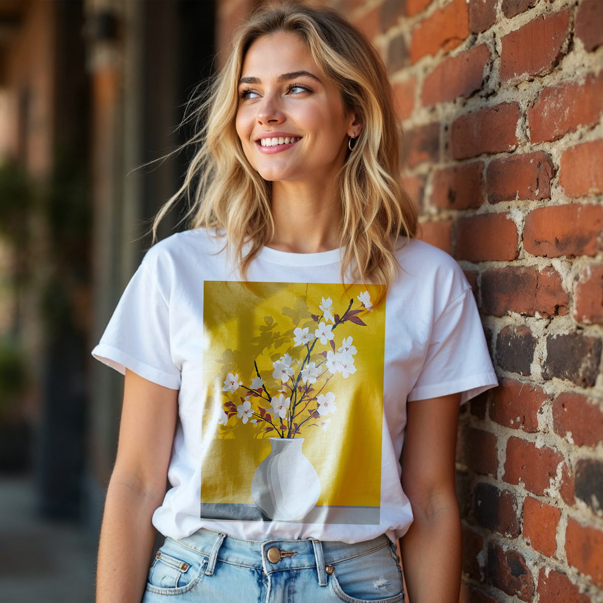 No.83 Floral Fine Art T-Shirt, Premium Quality Tee with YOUR Personalized Quote on Back