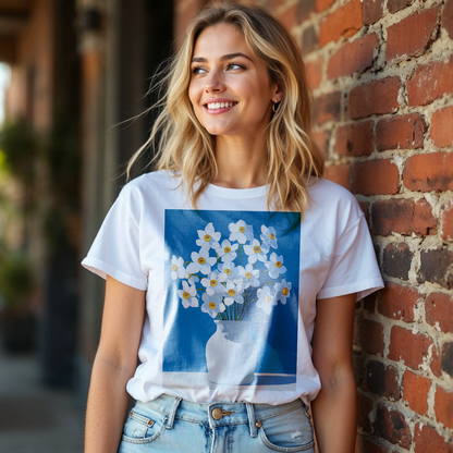 No.72 December Narcissus Birth Flower T-Shirt – Premium Fine Art Tee with YOUR Personalized Quote on Back