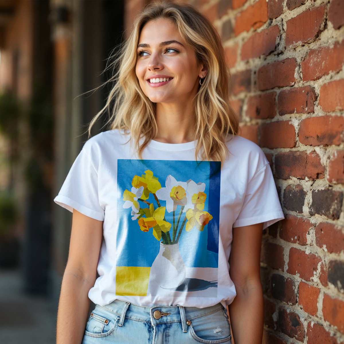 No.73 Floral Fine Art T-Shirt, Premium Quality Tee with YOUR Personalized Quote on Back
