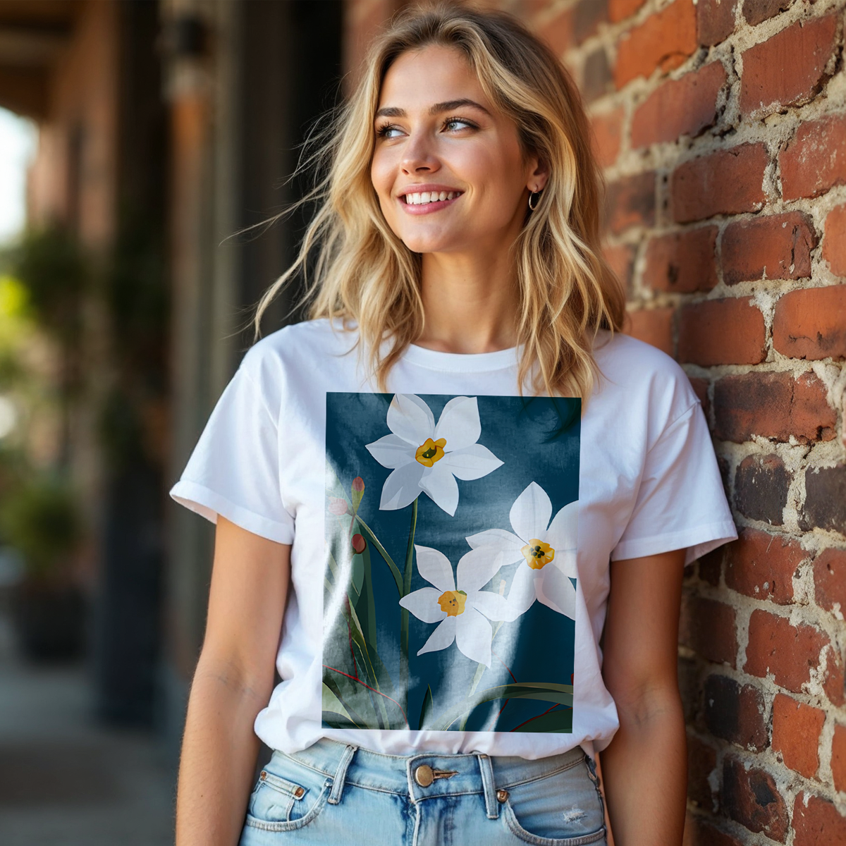 No.90 Floral Fine Art T-Shirt, Premium Quality Tee with YOUR Personalized Quote on Back