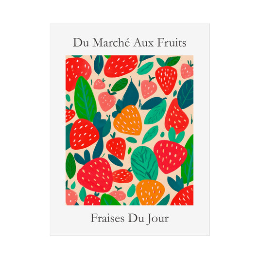 No.236 Strawberries Art Print – French Fruit Kitchen Wall Decor (Fraises du Jour)