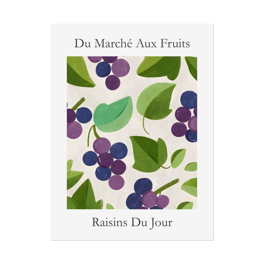 No.210 Grapes Art Print – French Fruit Kitchen Wall Decor (Raisins du Jour)