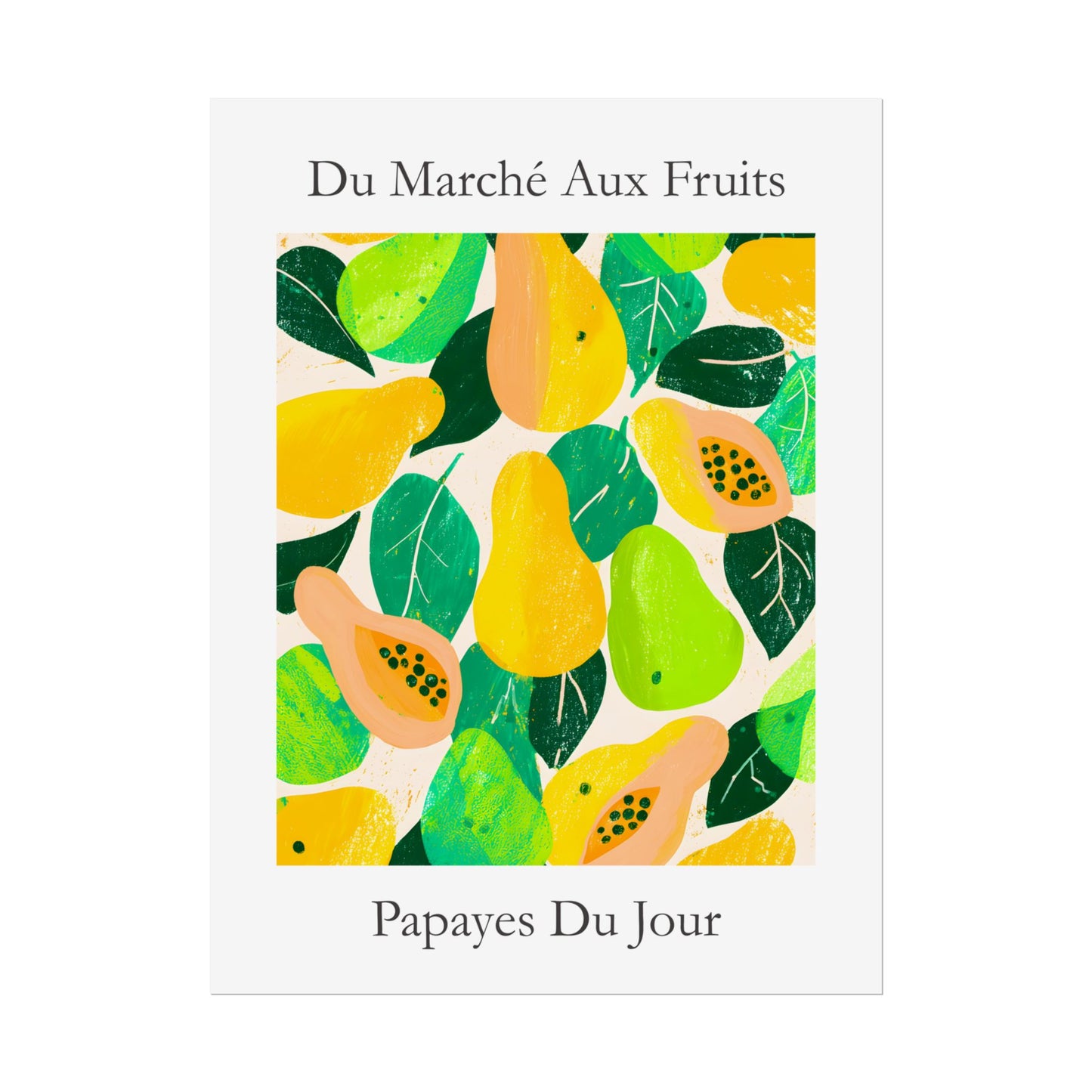 No.223 Papayas Market Art Print – French Fruit Kitchen Wall Decor (Papayes du Jour)