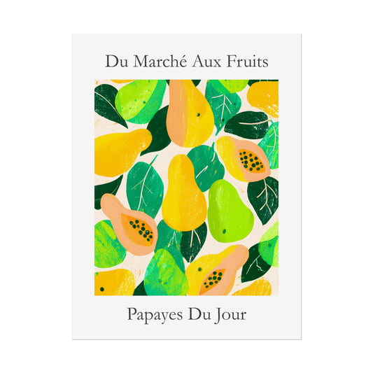 No.223 Papayas Market Art Print – French Fruit Kitchen Wall Decor (Papayes du Jour)