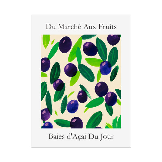 No.200 Acai Berries Art Print – French Fruit Kitchen Wall Decor (Baies d'Acai du Jour)