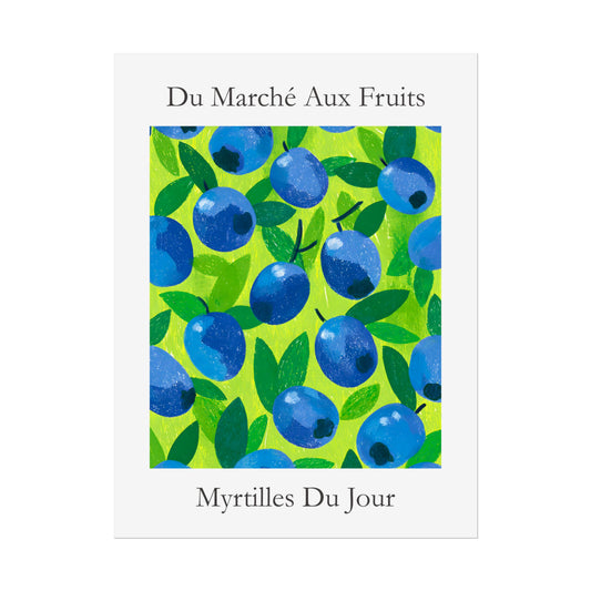 No.205 Blueberry Market Art Print – French Fruit Kitchen Wall Decor (Myrtilles du Jour)