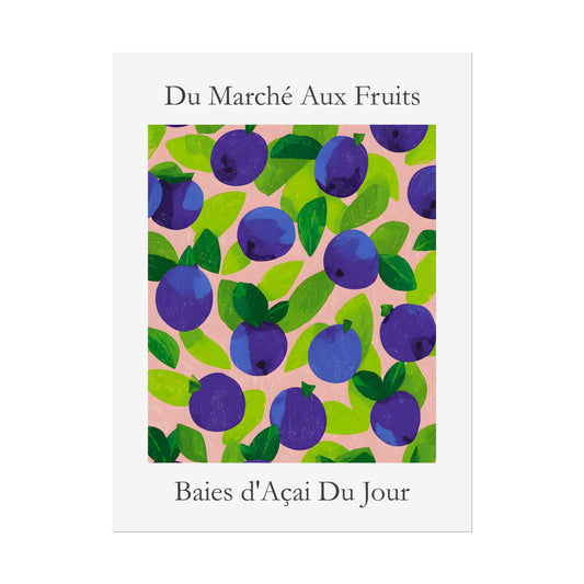 No.201 Acai Berries Art Print – French Fruit Kitchen Wall Decor (Baies d'Acai du Jour)