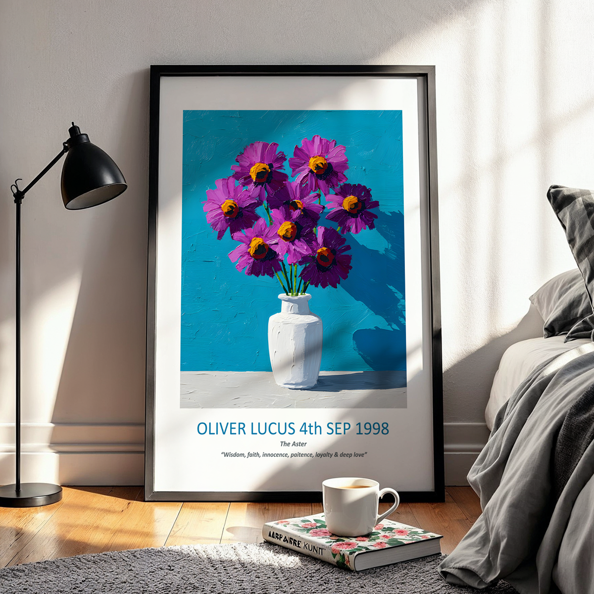 No.09 September Asters – Personalised Birth Month Flower Fine Art Print on Museum-Quality Paper