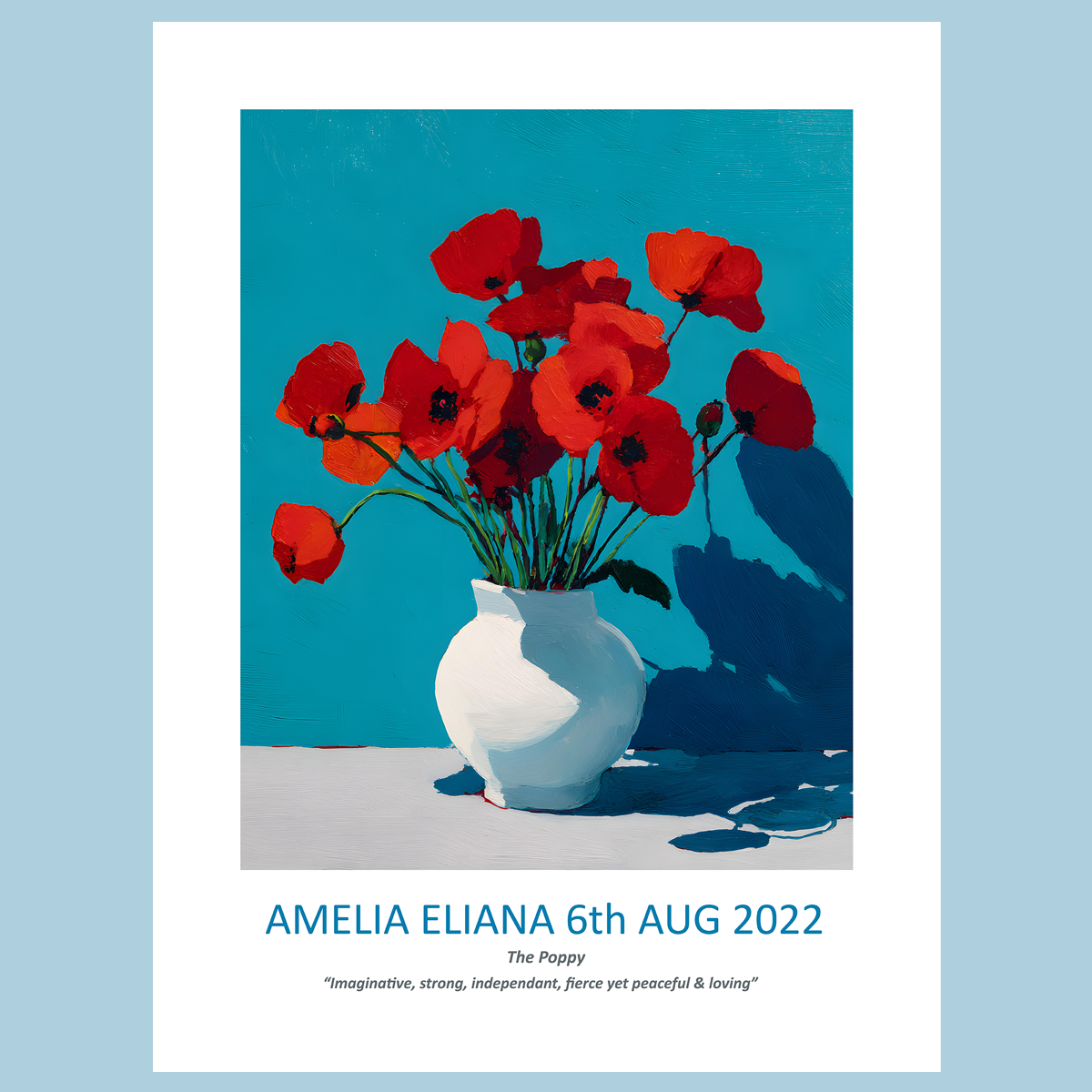 No.08 August Poppies – Personalised Birth Month Flower Fine Art Print on Museum-Quality Paper