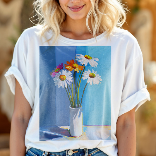 No.74 Floral Fine Art T-Shirt, Premium Quality Tee with YOUR Personalized Quote on Back