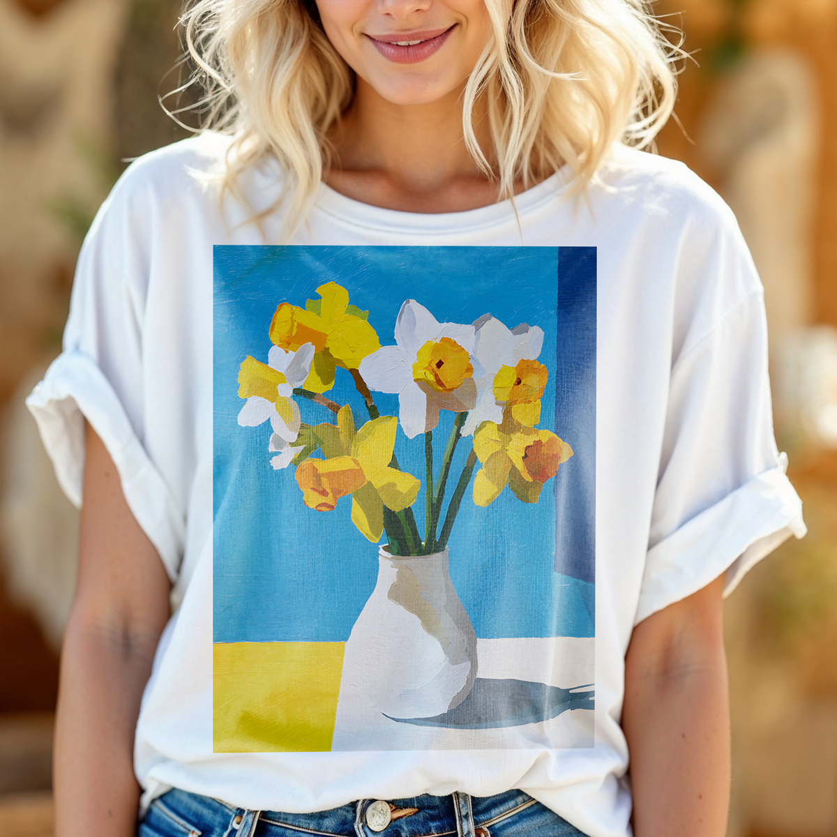 No.73 Floral Fine Art T-Shirt, Premium Quality Tee with YOUR Personalized Quote on Back