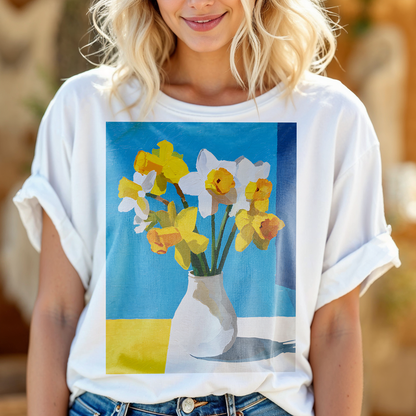 No.73 Floral Fine Art T-Shirt, Premium Quality Tee with YOUR Personalized Quote on Back